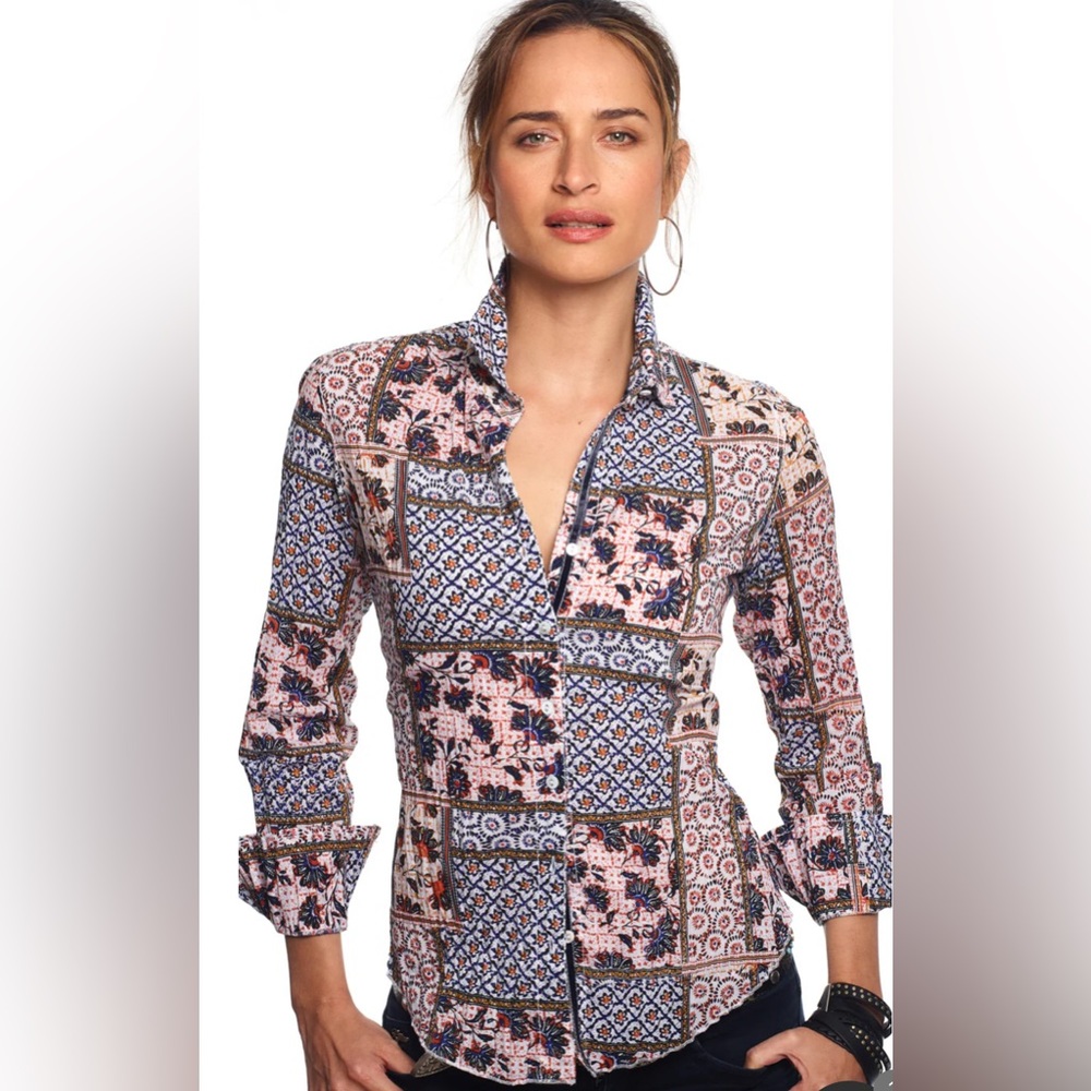 Cino | Jaipur‎ Patchwork Button Down Shirt Sz M